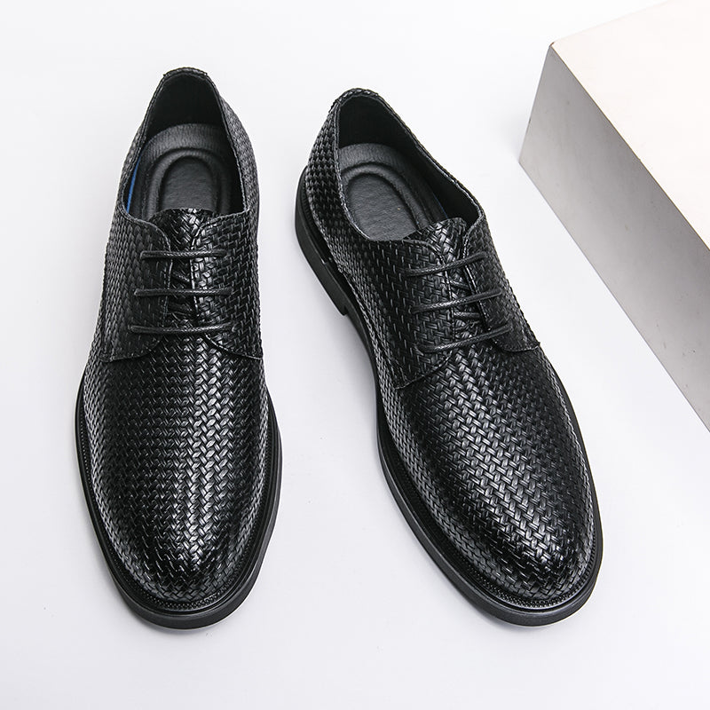 Men's Dress Shoes - Round Toe Woven Derby Lace-Up