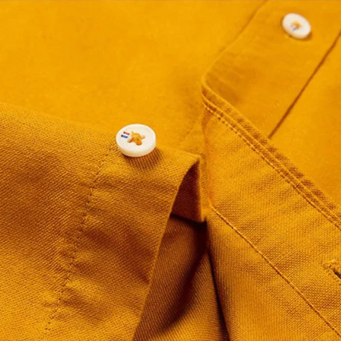 Men's Long Sleeve Band Collar Button Down Shirt - Chest Pocket