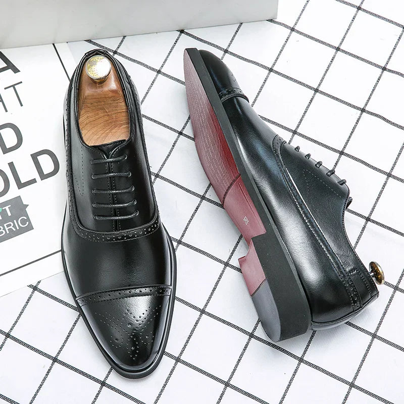 Men’s Classic Oxford Dress Shoes – Cap Toe Lace-Up Formal Shoes