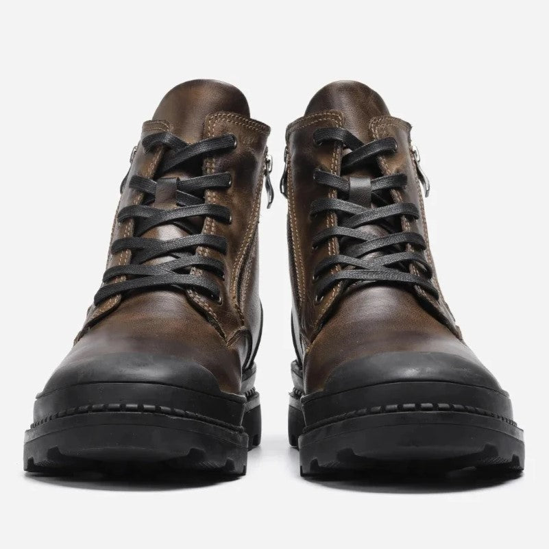 Men’s Lace Up Boots with Side Zip and Chunky Sole