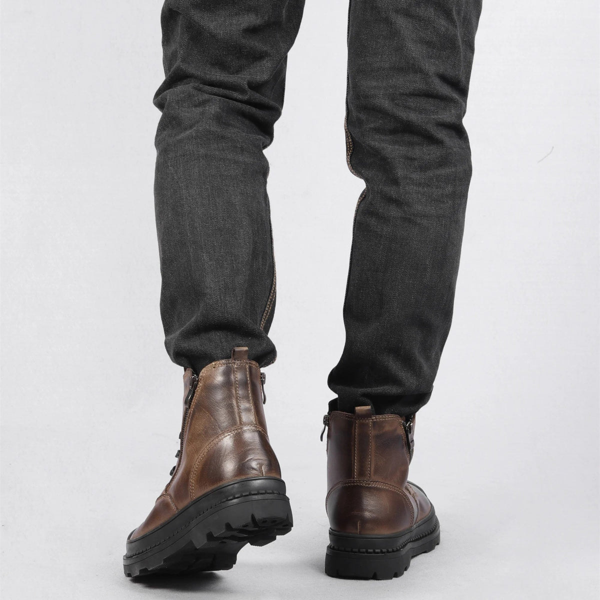 Men’s Lace Up Boots with Side Zip and Chunky Sole