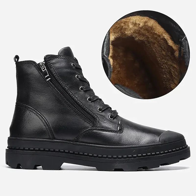 Men’s Lace Up Boots with Side Zip and Chunky Sole