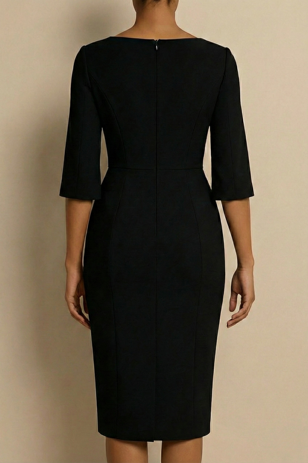 Women's Bodycon Midi Dress - Split Sleeve Pearl Detail