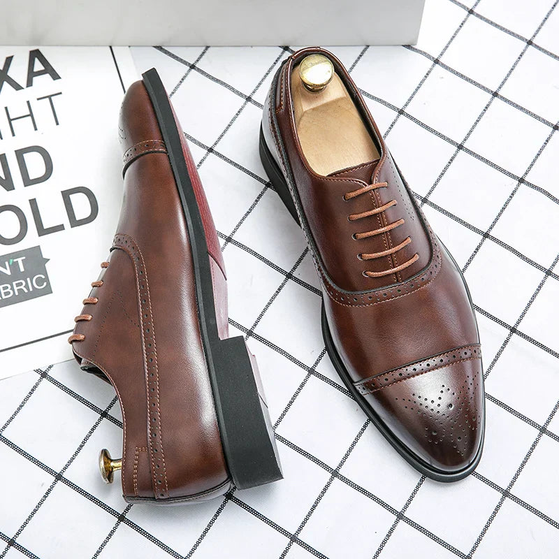 Men’s Classic Oxford Dress Shoes – Cap Toe Lace-Up Formal Shoes