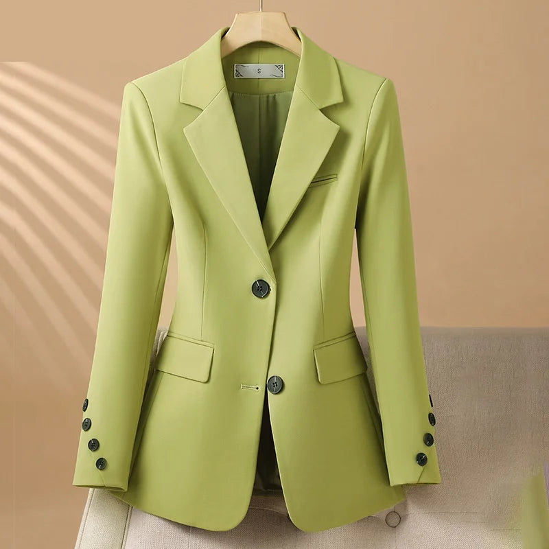 Women's Blazer - Fitted Single-Breasted Notch Lapel with Flap Pockets