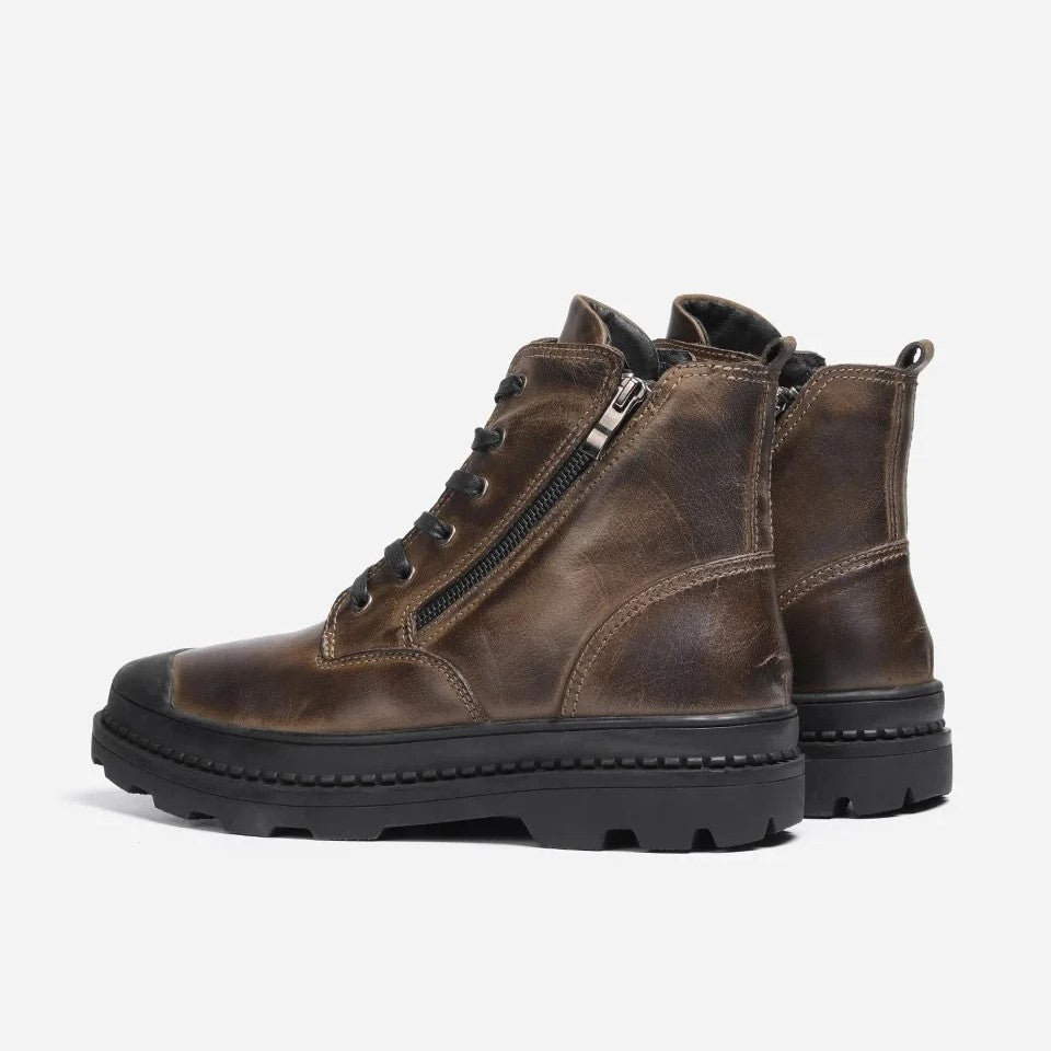 Men’s Lace Up Boots with Side Zip and Chunky Sole