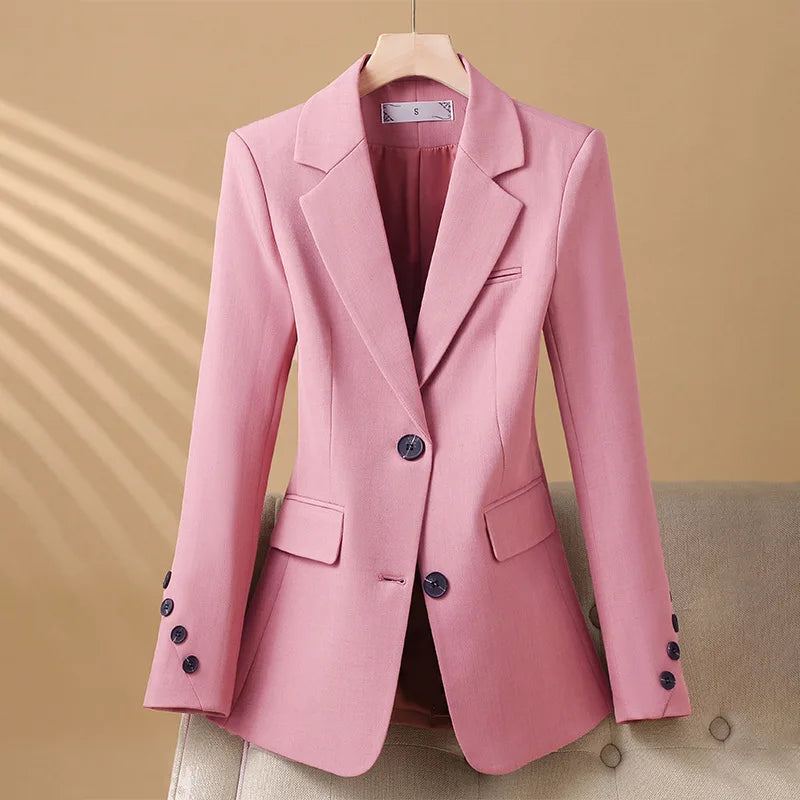 Women's Blazer - Fitted Single-Breasted Notch Lapel with Flap Pockets