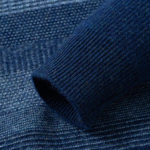 Men's Knit Jumper - Crew Neck Long Sleeve Stripe Pattern