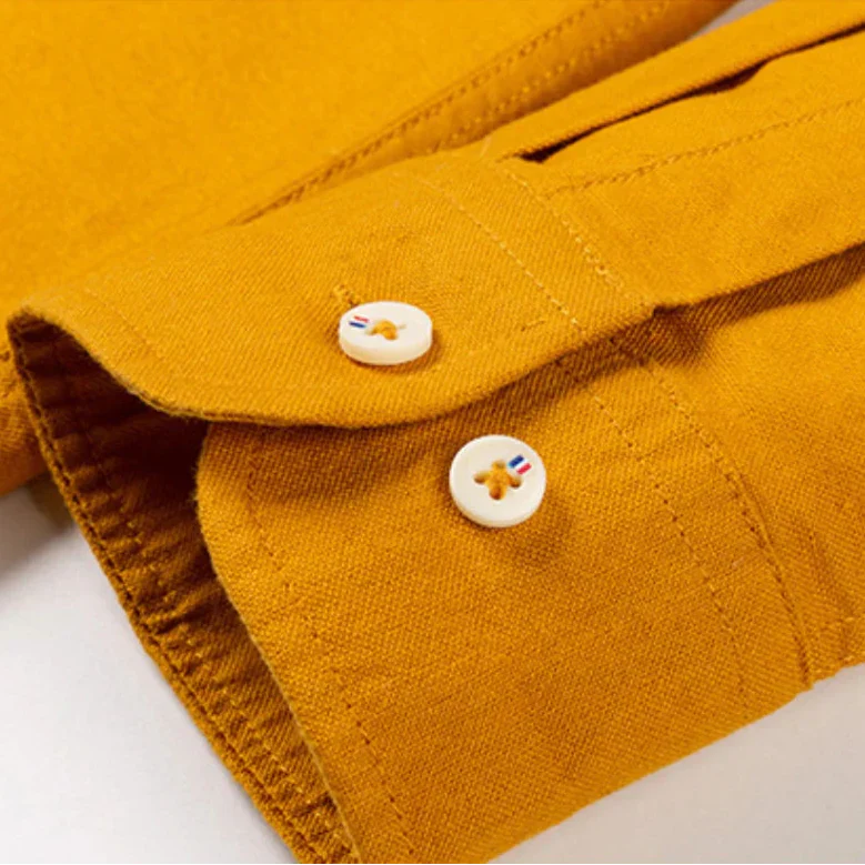 Men's Long Sleeve Band Collar Button Down Shirt - Chest Pocket