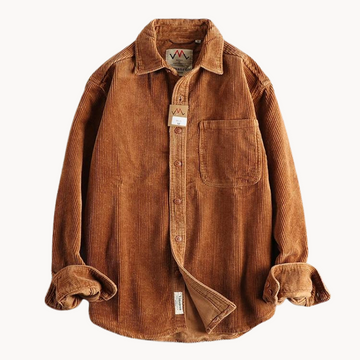 Men's Corduroy Shirt Jacket - Long Sleeve Overshirt with Chest Pocket and Button Front