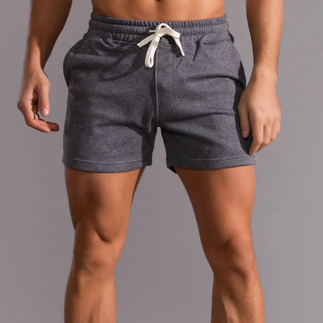 Men's Athletic Shorts - Elasticated Drawstring Waist Side Pockets
