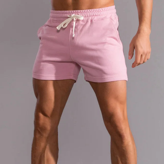 Men's Athletic Shorts - Elasticated Drawstring Waist Side Pockets