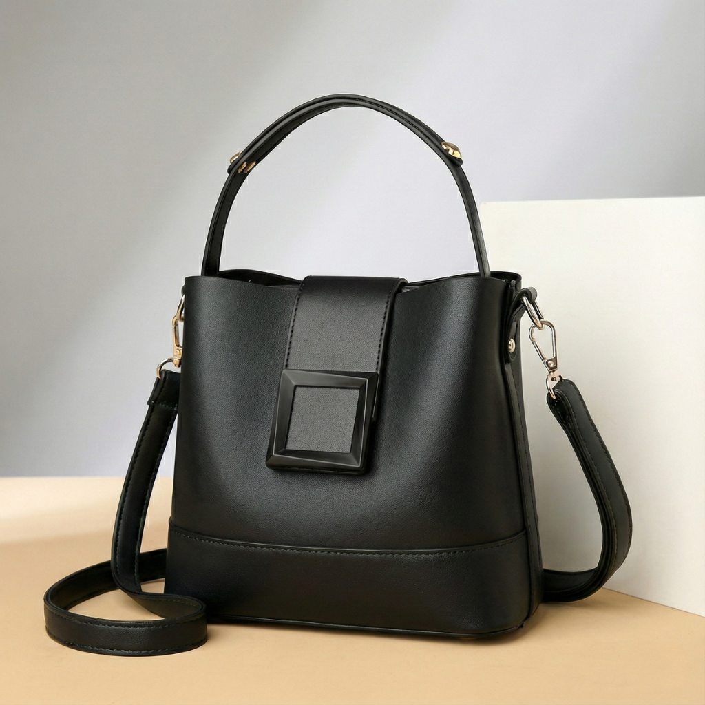 Women’s Structured Bucket Handbag – Large Capacity Crossbody Style