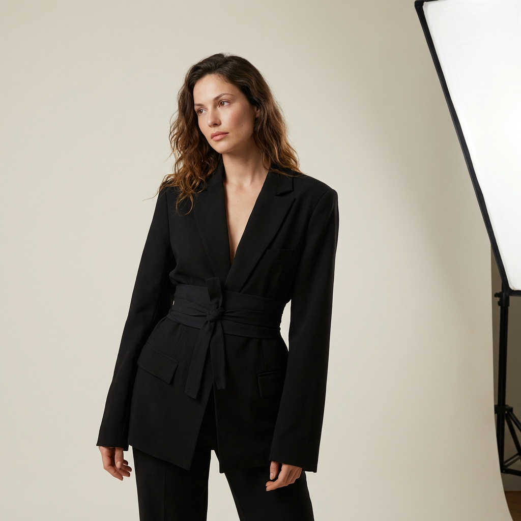 Women’s Tailored Wrap Blazer – Structured Fit with Waist Tie