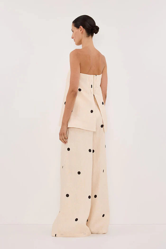 Women’s Polka Dot Strapless Top and Wide-Leg Set