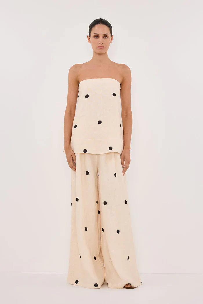 Women’s Polka Dot Strapless Top and Wide-Leg Set