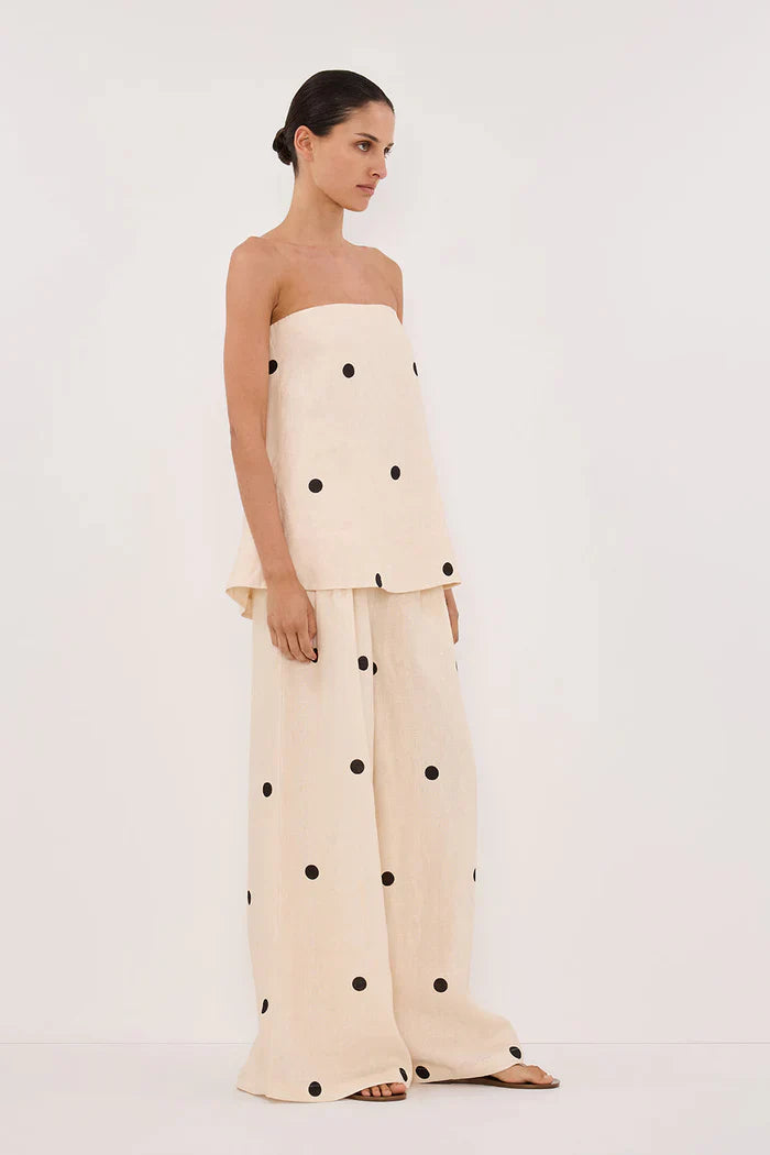 Women’s Polka Dot Strapless Top and Wide-Leg Set