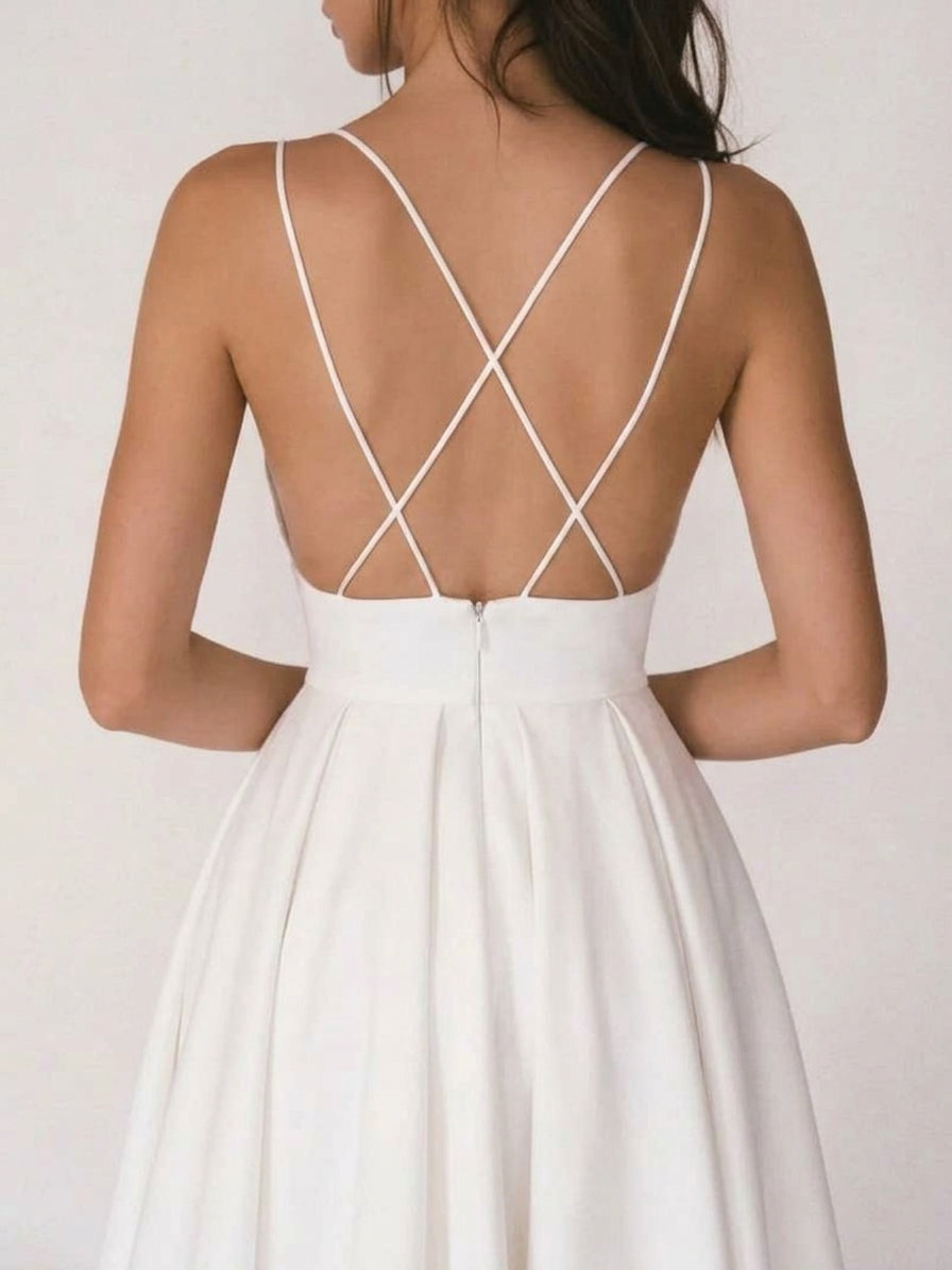 Women's Halter V-Neck Strappy Back Midi Dress
