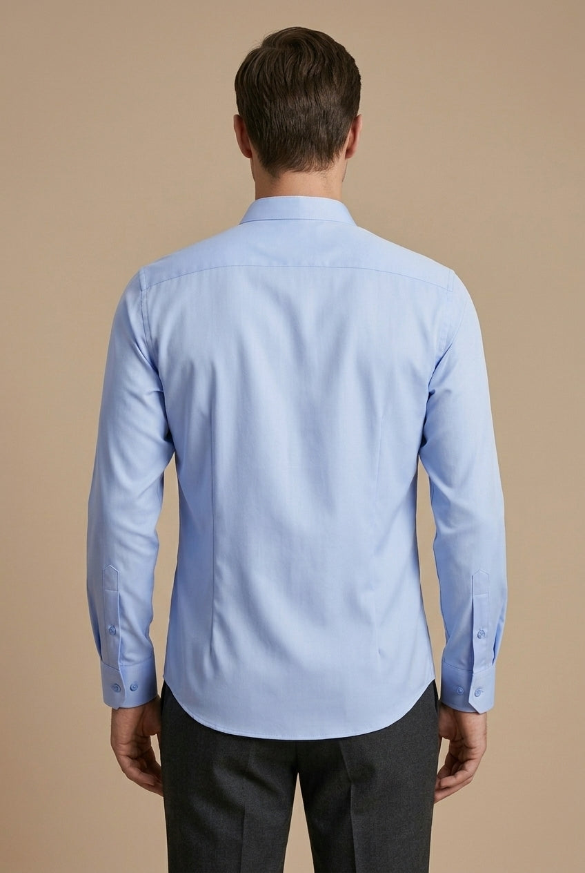 Men's Band Collar Shirt - Hidden Placket - Long Sleeve