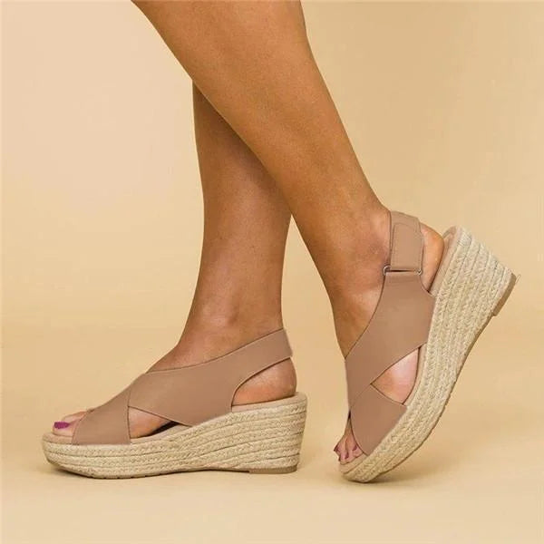 Women's Orthopedic Cross-Strap Espadrille Wedges - Slingback