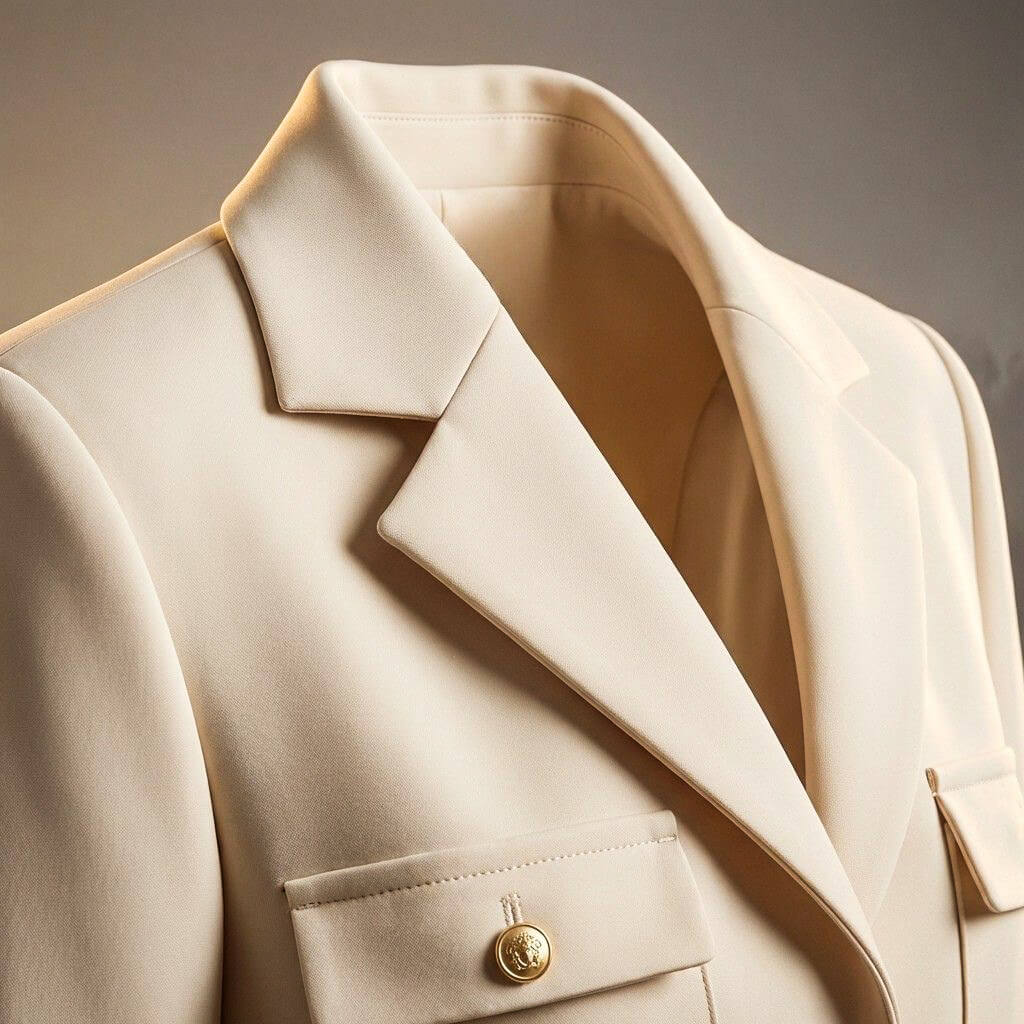 Women's Blazer - Single Breasted Belted Jacket with Gold Button Detail and Patch Pockets