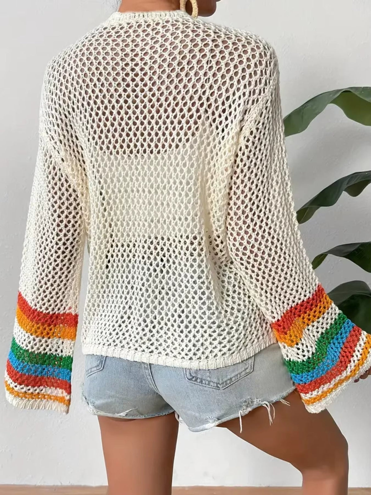 Women's Crochet Cardigan - Open Front Floral Granny Square