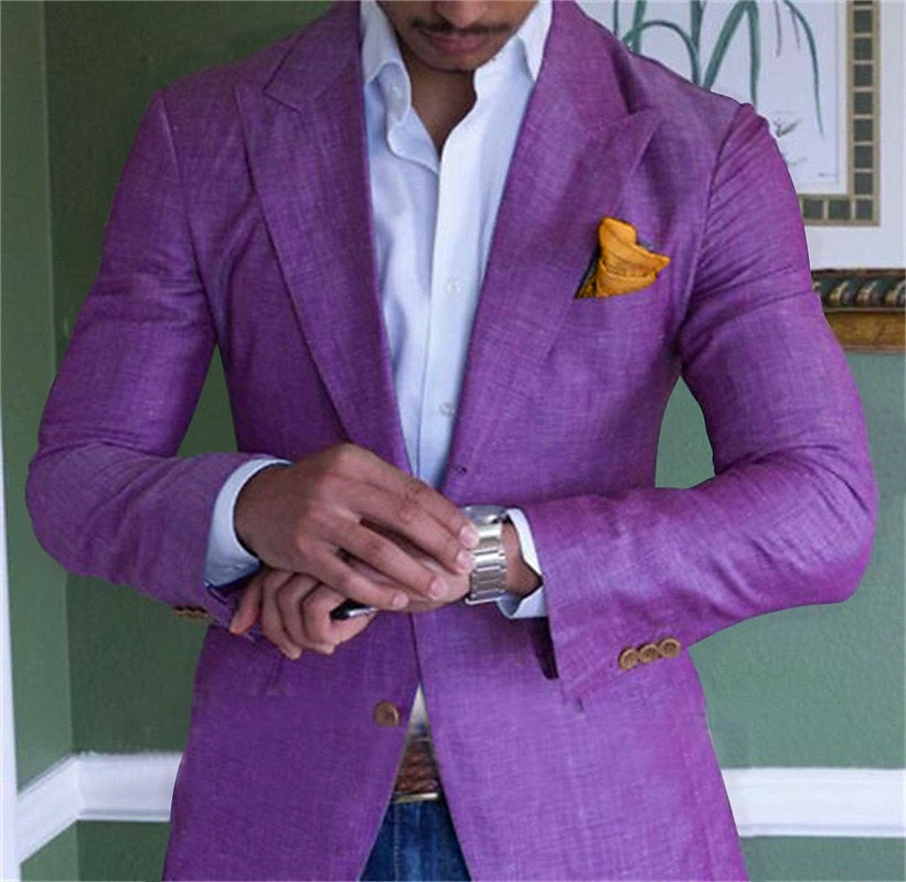 Men's Textured Blazer - Notch Lapel Two Button - Chest Pocket