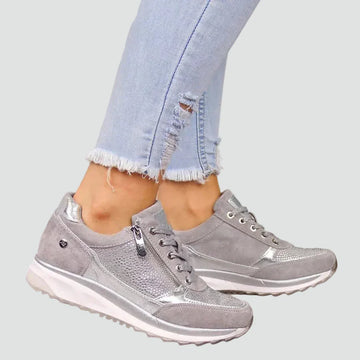 Women's Orthopedic Side-Zip Lace-Up Low-Top Sneakers - Perforated
