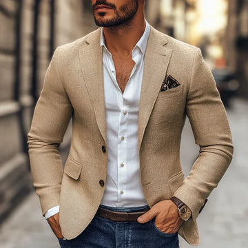 Men's Slim Fit Blazer with Notch Lapel and Chest Pocket