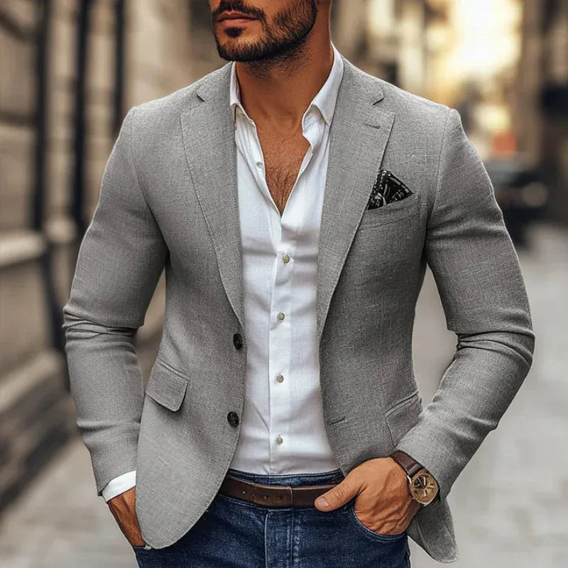 Men's Slim Fit Blazer with Notch Lapel and Chest Pocket
