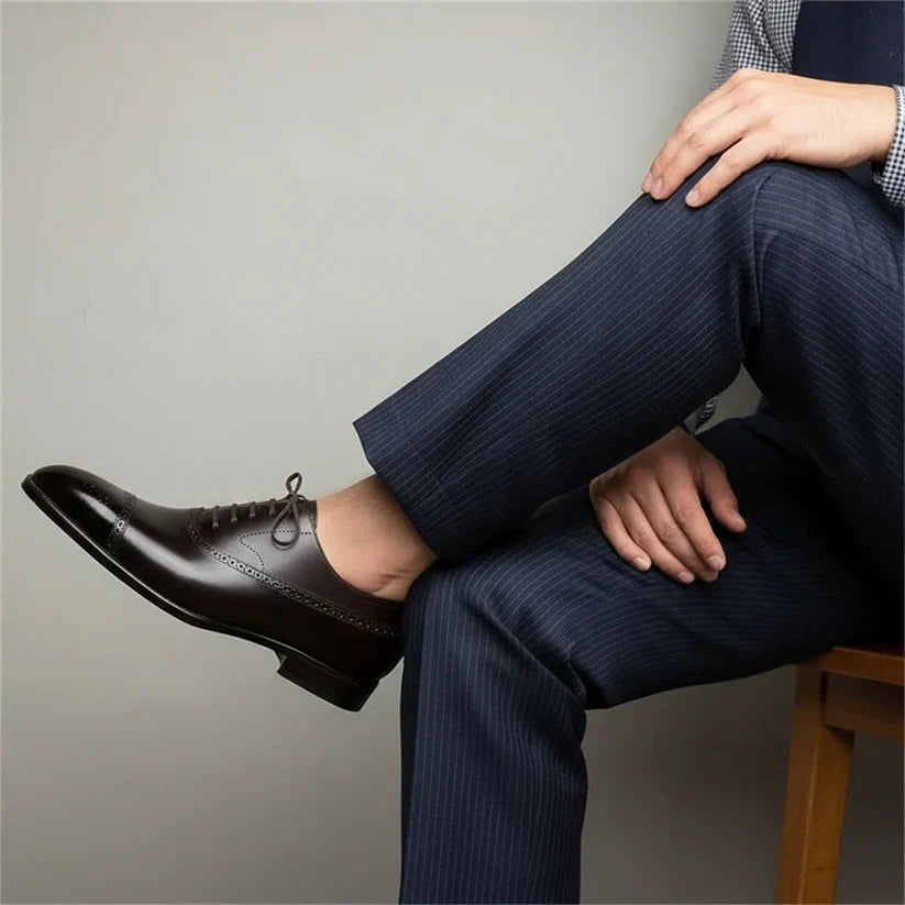 Men’s Classic Oxford Dress Shoes – Cap Toe Lace-Up Formal Shoes
