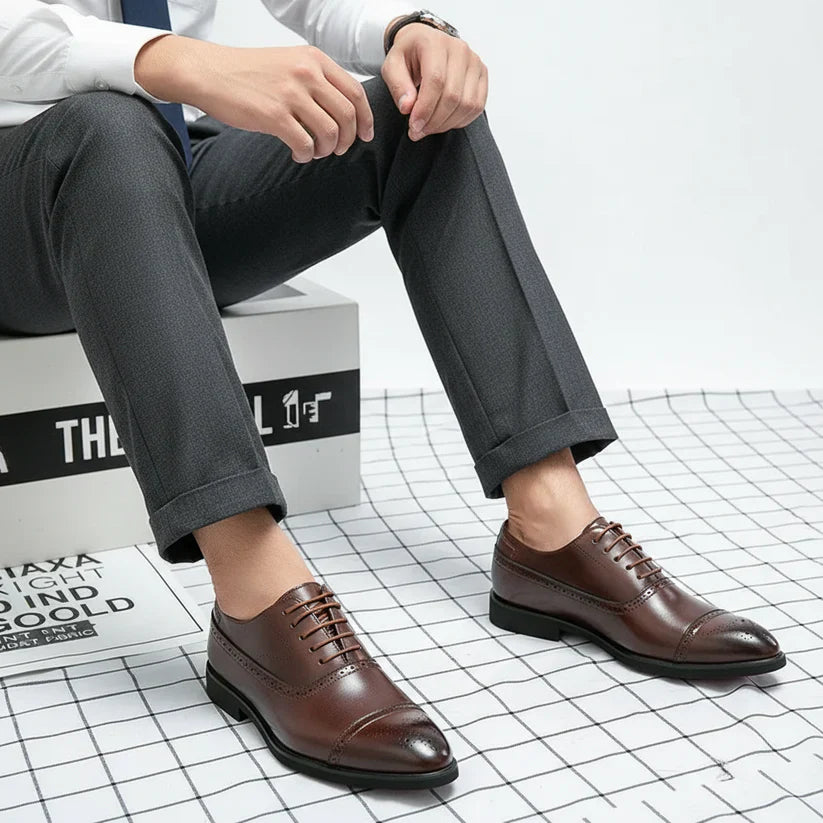 Men’s Classic Oxford Dress Shoes – Cap Toe Lace-Up Formal Shoes