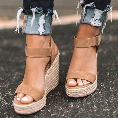 Women's Espadrille Wedges - Ankle Strap Platform Sandals