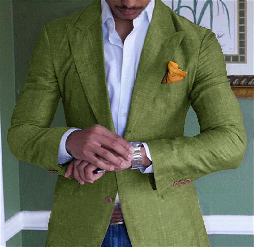 Men's Textured Blazer - Notch Lapel Two Button - Chest Pocket