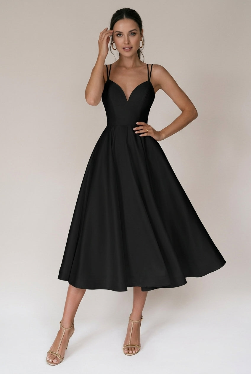 Women's Halter V-Neck Strappy Back Midi Dress