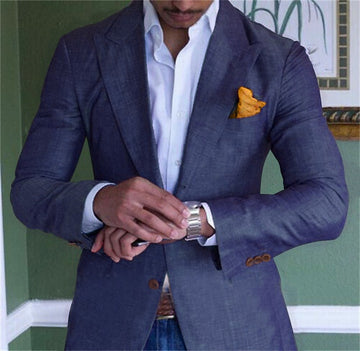 Men's Textured Blazer - Notch Lapel Two Button - Chest Pocket